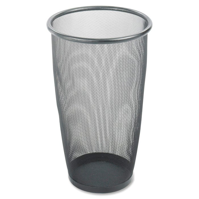 Safco Round Mesh Waste Basket, 9 Gallon, Steel Rim, Black