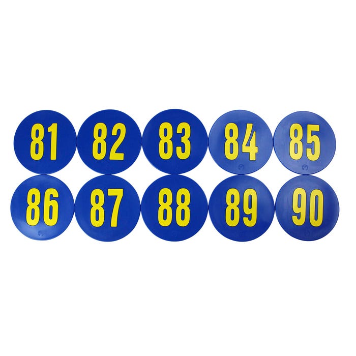 Poly Enterprises Numbered 81 to 90 Spots, 9 Inches, Poly Molded Vinyl, Blue, Set of 10
