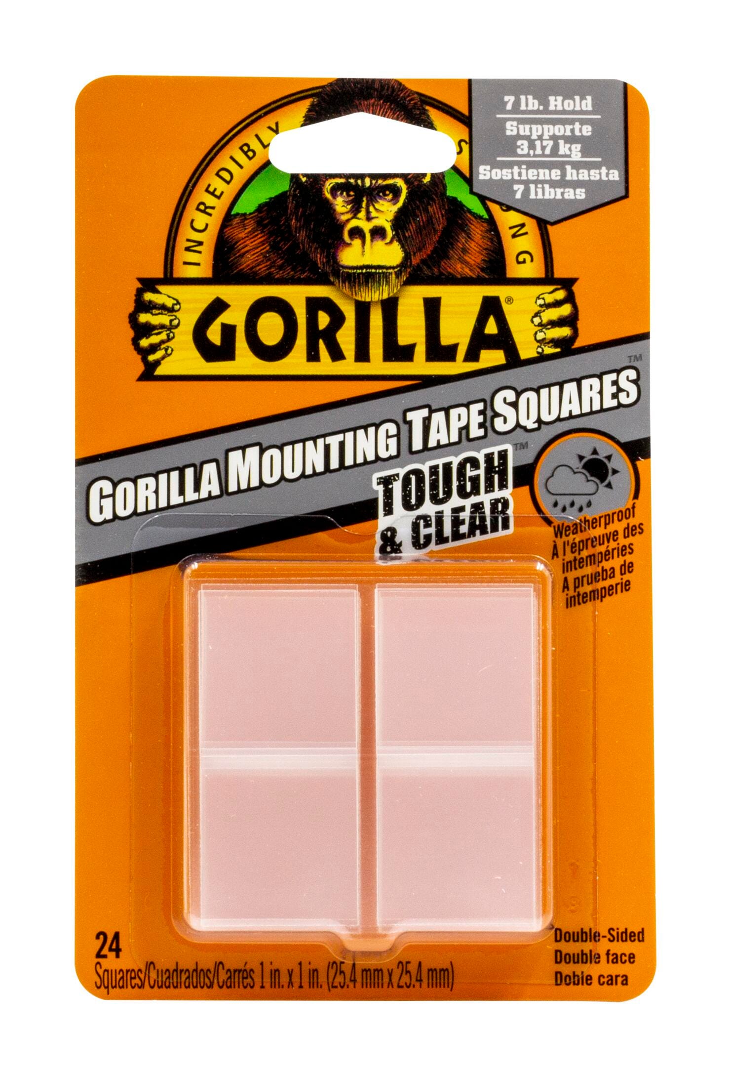 Gorilla Glue Mounting Tape Squares, 1 x 1 Inch, Clear, Pack of 24, Item Number 2103227