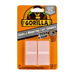 Gorilla Glue Mounting Tape Squares, 1 x 1 Inch, Clear, Pack of 24, Item Number 2103227