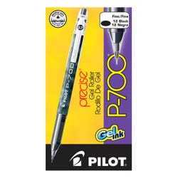 Pilot Precise P-700 Gel Ink Rolling Ball Pens, Fine Point, Black Ink, Pack of 12 2131014