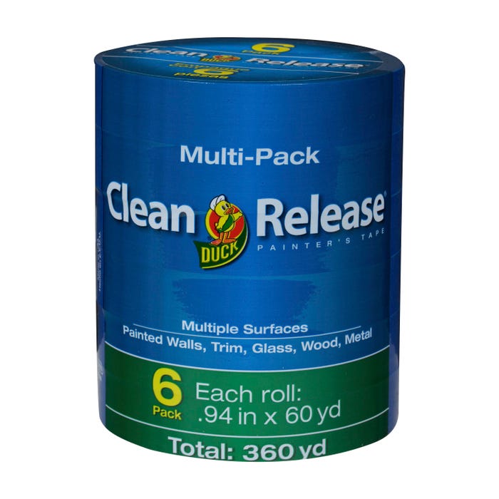 Duck Brand Clean Release Blue Painters Tape, 17/18 Inch X 60 Yards, Pack of 6