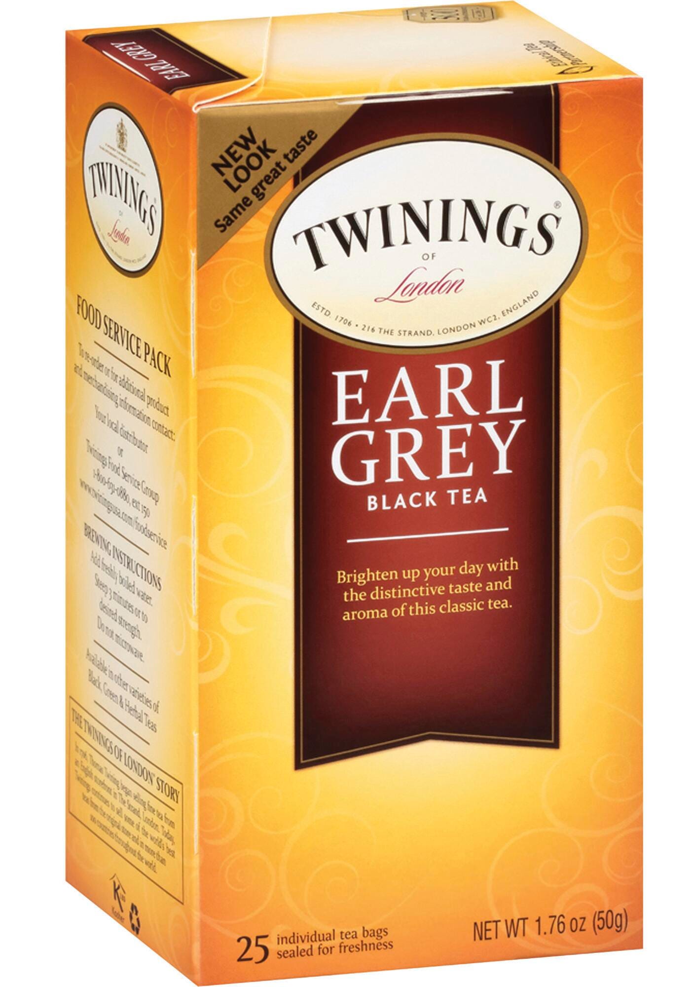 Twinings Earl Grey Black Tea, 1.76 oz, Pack of 25, Item Number 1561554