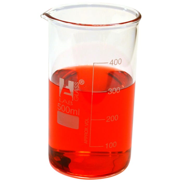 Eisco Labs Beaker, Borosilicate Glass Tall Form, 500ml