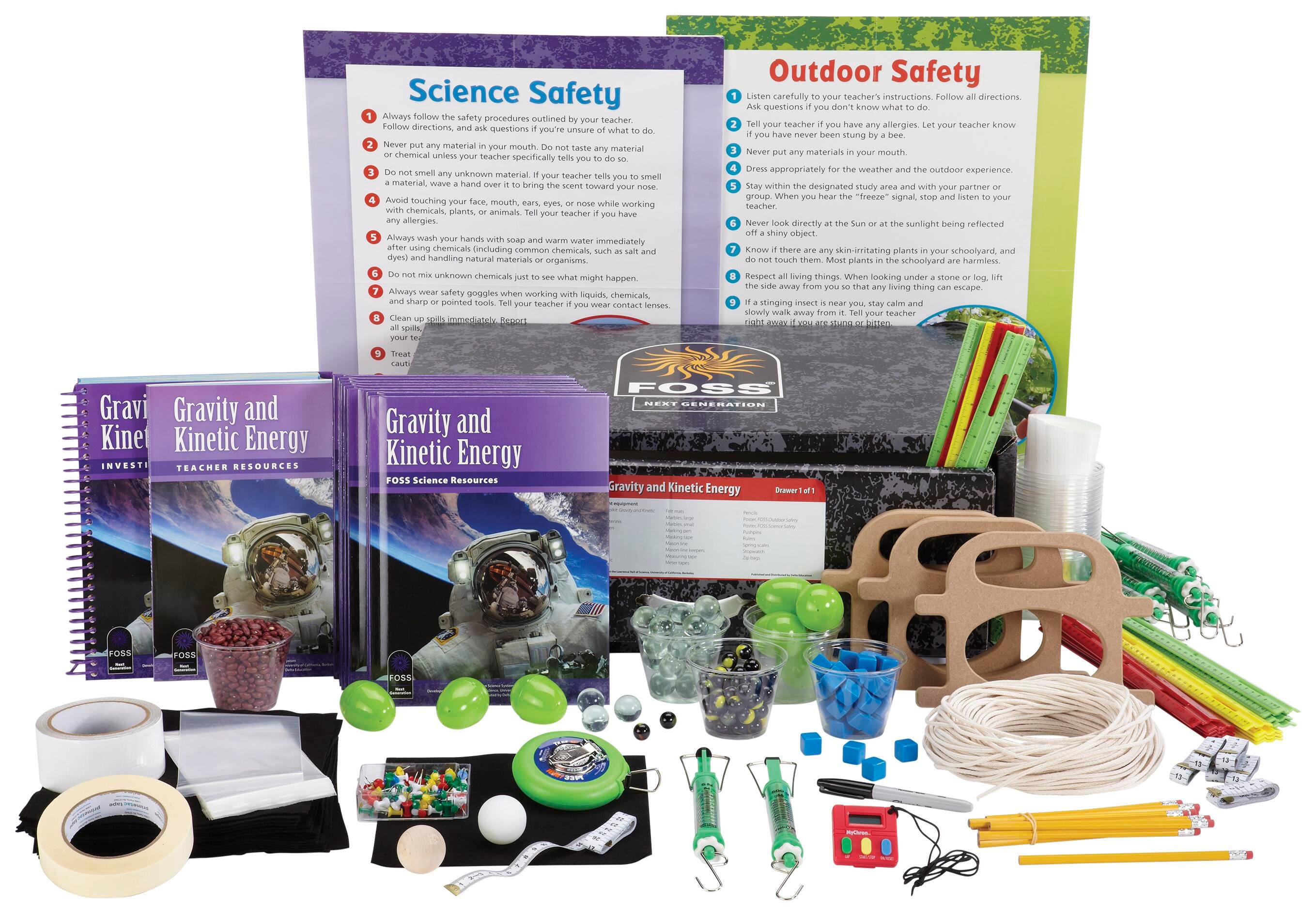 FOSS Next Generation Middle School Gravity and Kinetic Energy Complete Kit, Print and Digital Edition, with 160 Seats Digital, Item Number 1465618
