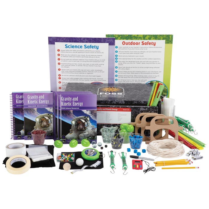 FOSS Next Generation Middle School Gravity and Kinetic Energy Complete Kit, Print and Digital Edition, with 160 Seats Digital