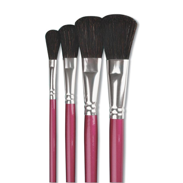 Sax Oval Wash Paint Brushes, Short Handle, Assorted Sizes, Set of 4