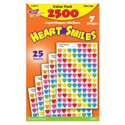 Trend Enterprises Heart Smiles SuperShapes Stickers, Pack of 2500, Item Number 1597427