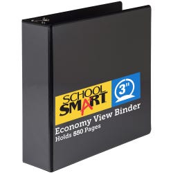 School Smart D Ring View Binder, Polypropylene, 3 Inches, Black 2006493