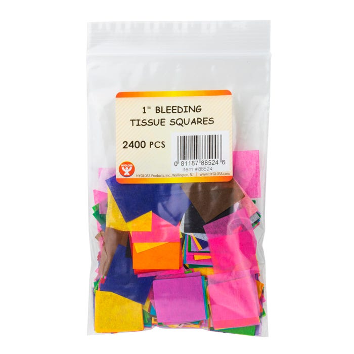Hygloss Bleeding Tissue Paper Squares, 1 Inches, Assorted Colors, 2400 Pieces
