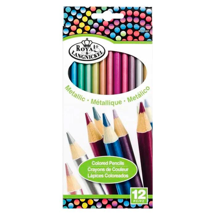 Royal & Langnickel Cool Art Colored Pencils, Assorted Metallic, Set of 12