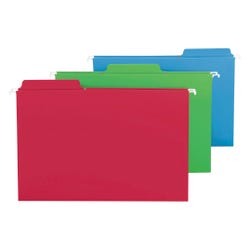 Smead FasTab Hanging File Folder, Legal Size, 1/3 Cut Tabs, Assorted Primary Colors, Set of 18