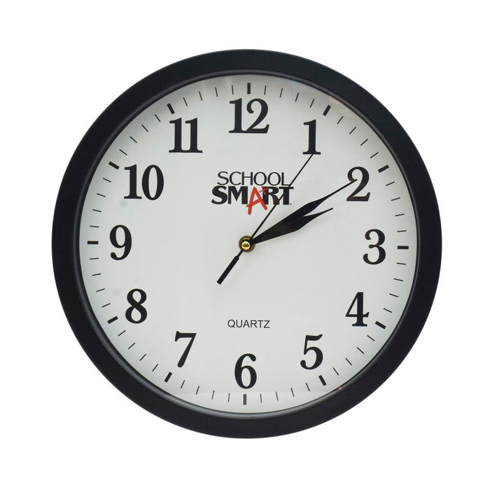 School Smart Wall Clock, 13 Inches, White Dial and Black Frame