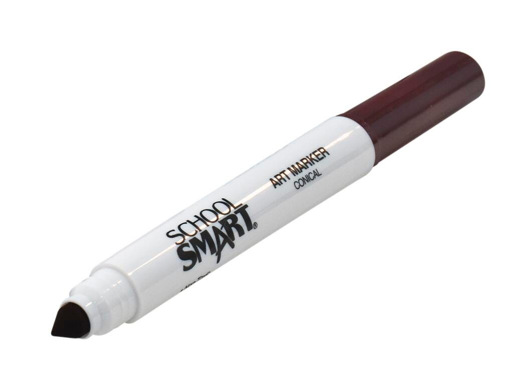 School Smart Art Markers, Conical Tip, Brown, Pack of 12 2002997