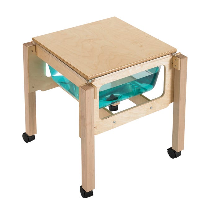 Childcraft Mobile Mini Square Sand and Water Table, 23-1/4 x 23-1/4 x 24 Inches