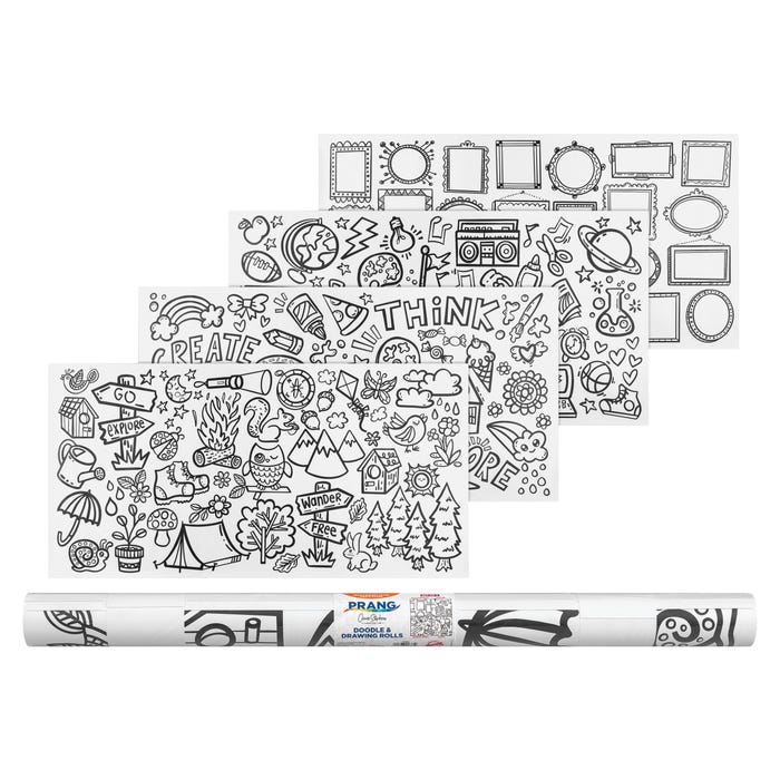 Prang Doodle & Drawing Rolls By Cassie Stephens, White, 30 x 58 Inches, Set of 4