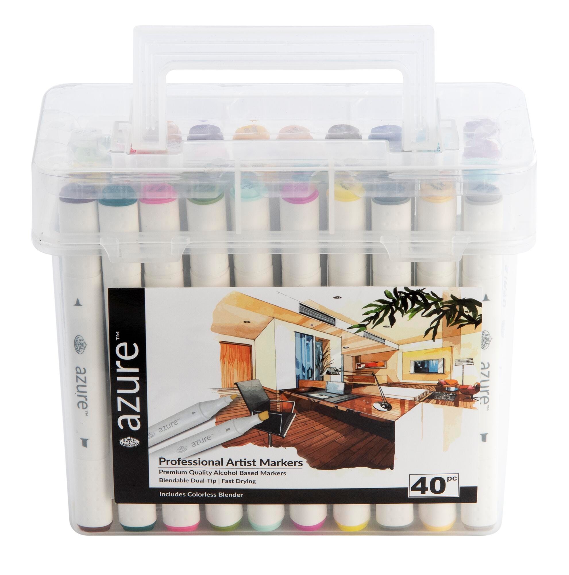 Royal Brush Azure Markers, Dual-Tip, Assorted Colors, Set of 40, Item Number 2104035