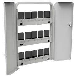 Copernicus Wall Mounted Phone Storage Cabinet with Mounting Kit, Holds 30 Devices, 21-1/2 x 4 x 30-3/4 Inches, Black and Green 2149704