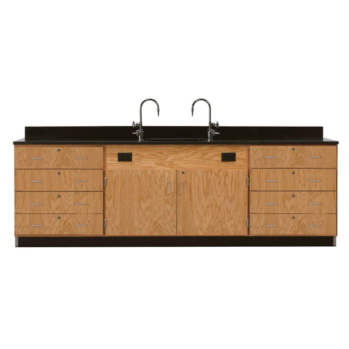 Diversified Spaces Kinetic Wall Service Bench, 9 Feet x 24 x 36 Inches, Drawer Cabinet, Epoxy Resin Top