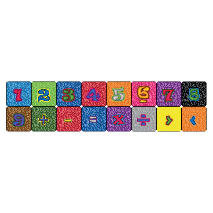 Flagship Carpets Mathematic Carpet Squares, 18 x 18 Inches, Set of 16