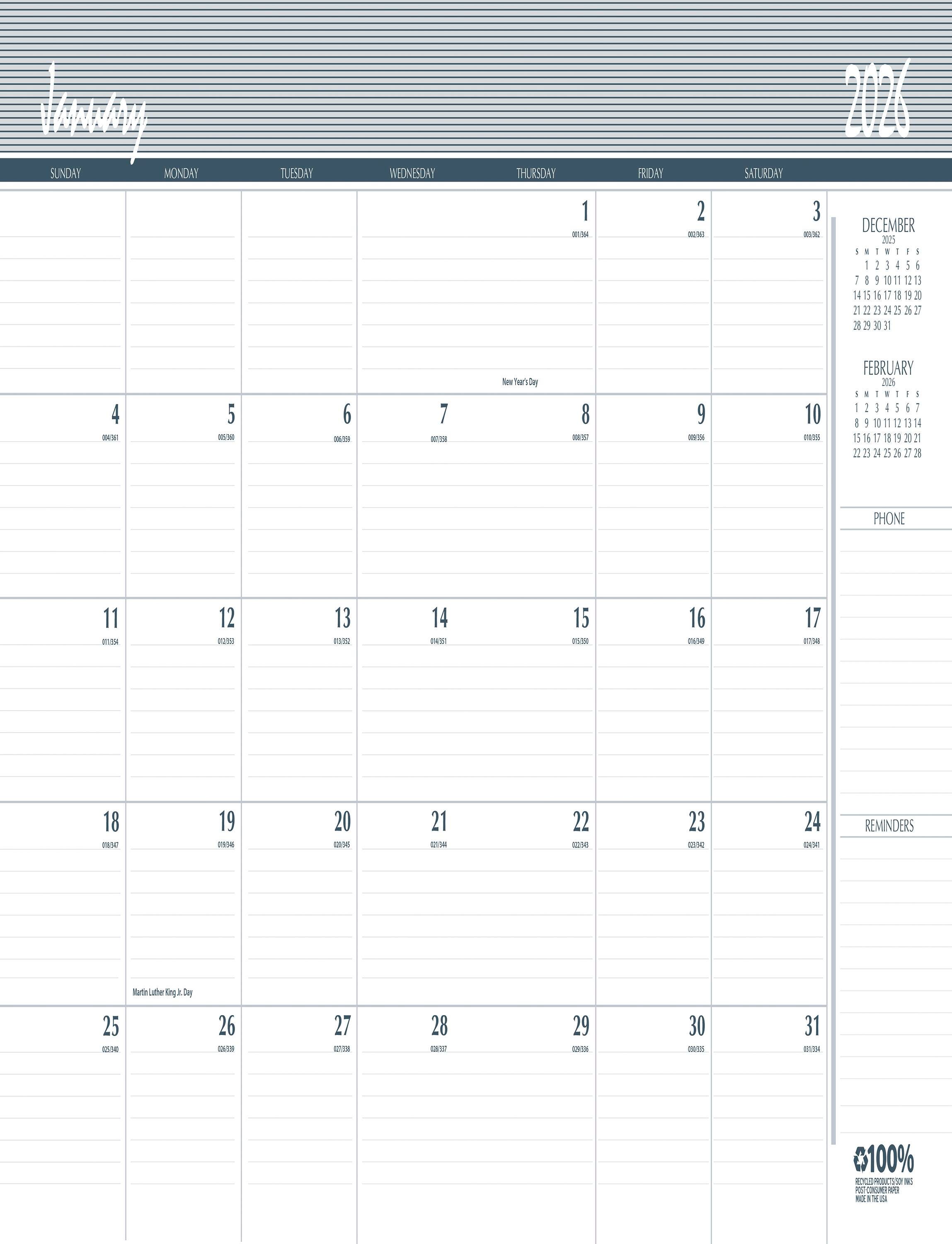House of Doolittle, Recycled, 2 Year/24 Month Planner, 2025-2026, 8-1/2 x 11 Inches 2150958