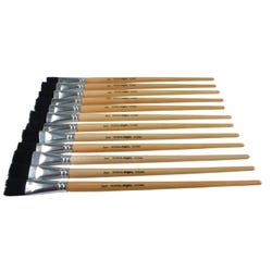 School Smart Black Bristle Paint Brushes, Long Handle, 3/4 Inch, Set of 12 1570363
