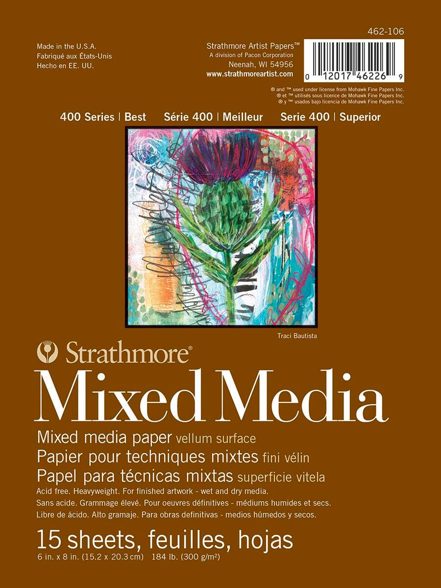 Image for Strathmore 400 Series Mixed Media Pad, 6 x 8 Inches, 184 lb, 15 Sheets from School Specialty