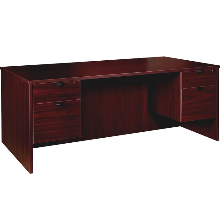 Lorell Prominence Laminate Desk, 3/4 Double Pedestal, 72 x 36 x 29 Inches, Mahogany