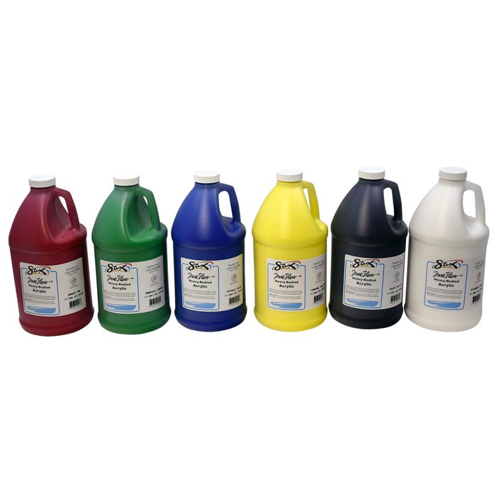 Sax Heavy Body Acrylic Paint, Half Gallons, Assorted Colors, Set of 6