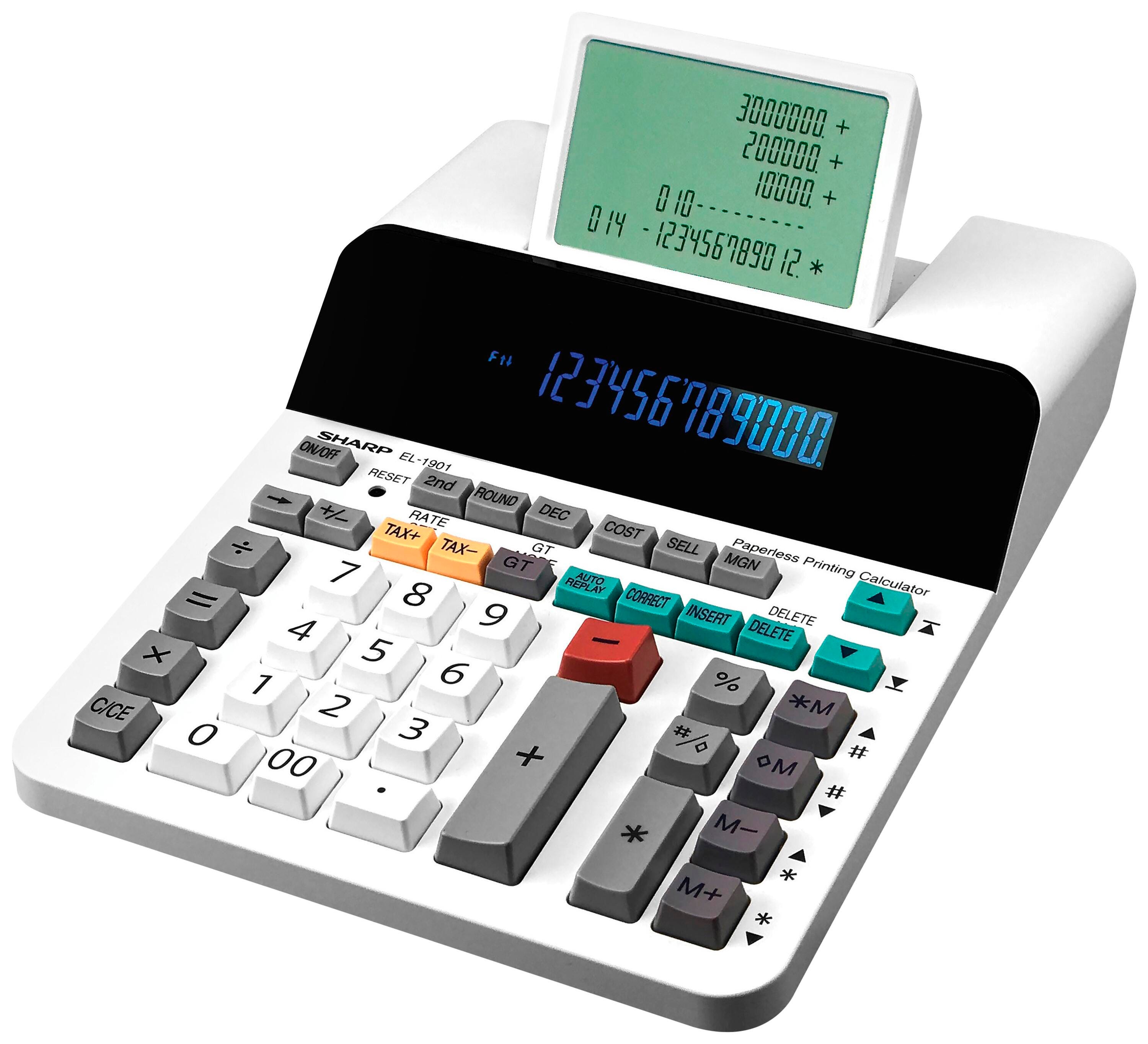Sharp EL 1901 Paperless Printing Calculator, 12 Digit Scrolling Display, Item Number 1593167