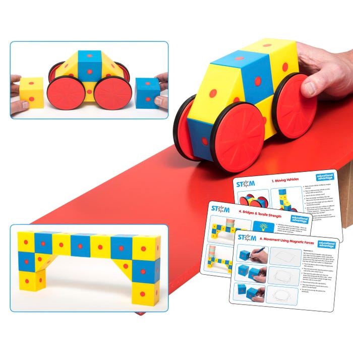 Educational Advantage 3D Magnetic STEM Blocks, Set of 40