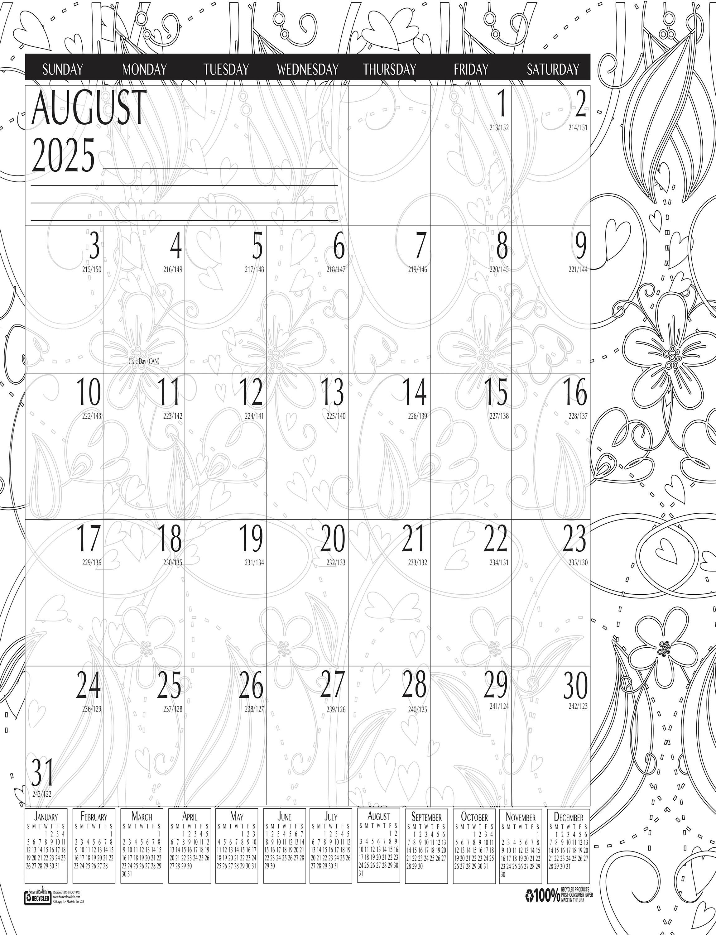 House of Doolittle, Recycled, Academic Doodle Desk Pad, August 2025-July 2026, 22 x 17 Inches 2150938