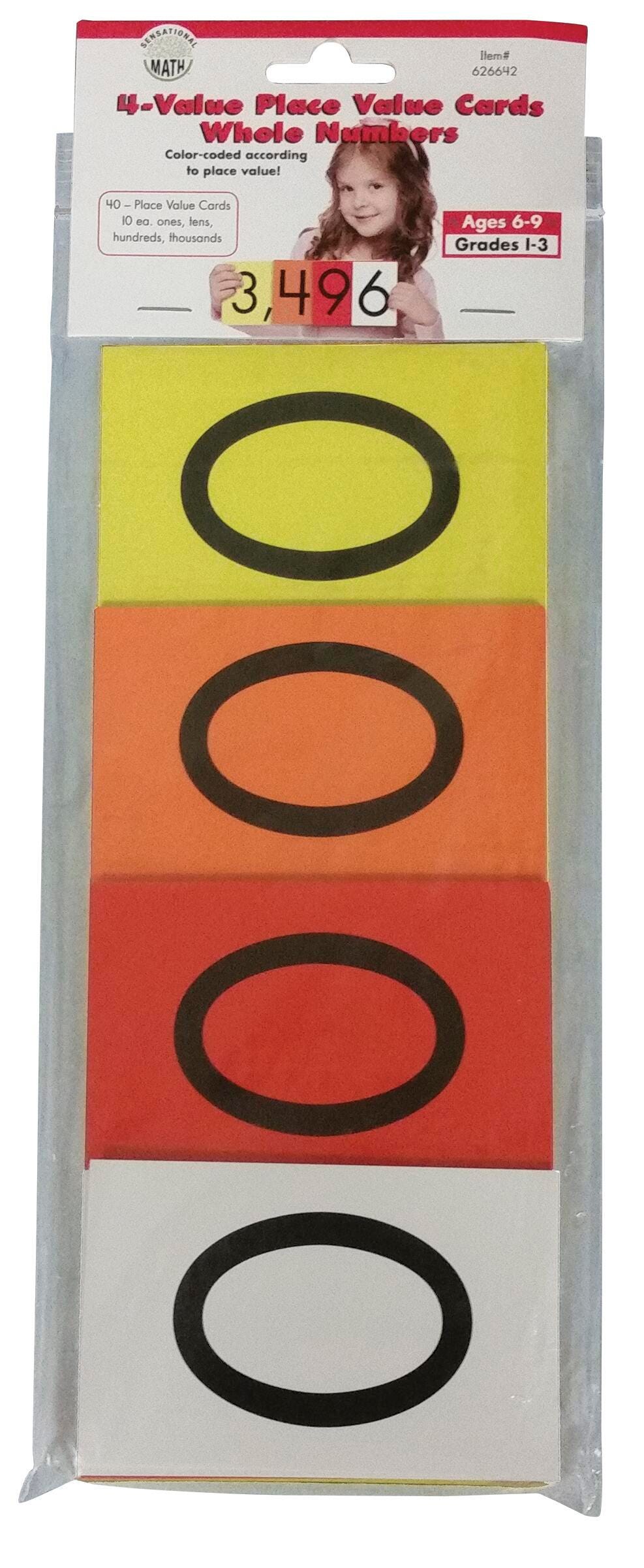Sensational Math Place Value Cards 4-Value Whole Numbers, 40 Cards, Item Number 1567333