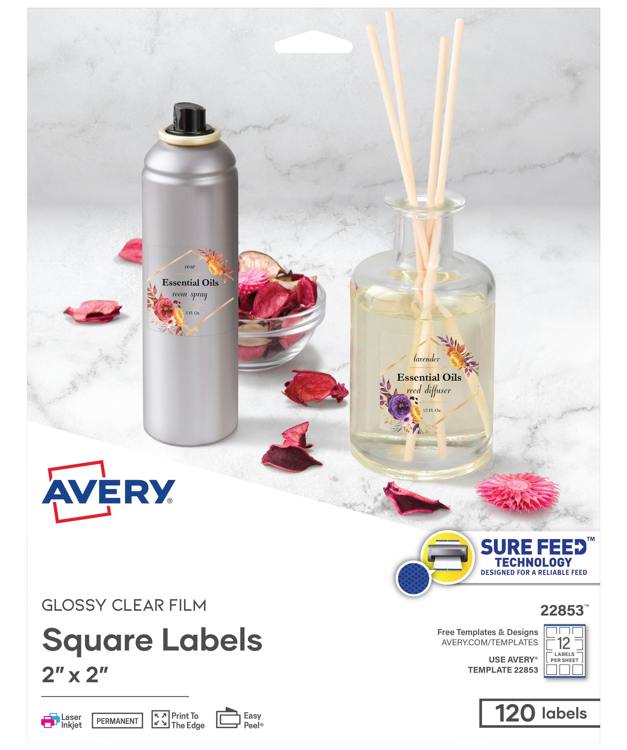 Avery Square Labels, 2 x 2 Inches, Clear Gloss, Pack of 120 1600168