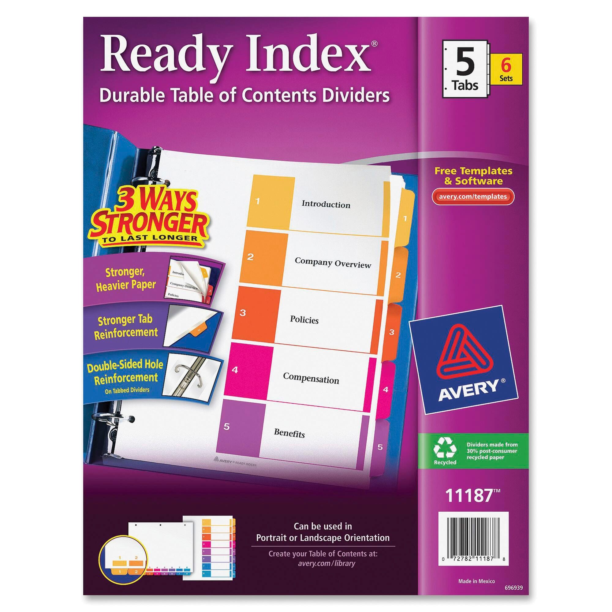 Index Dividers, Item Number 1054160