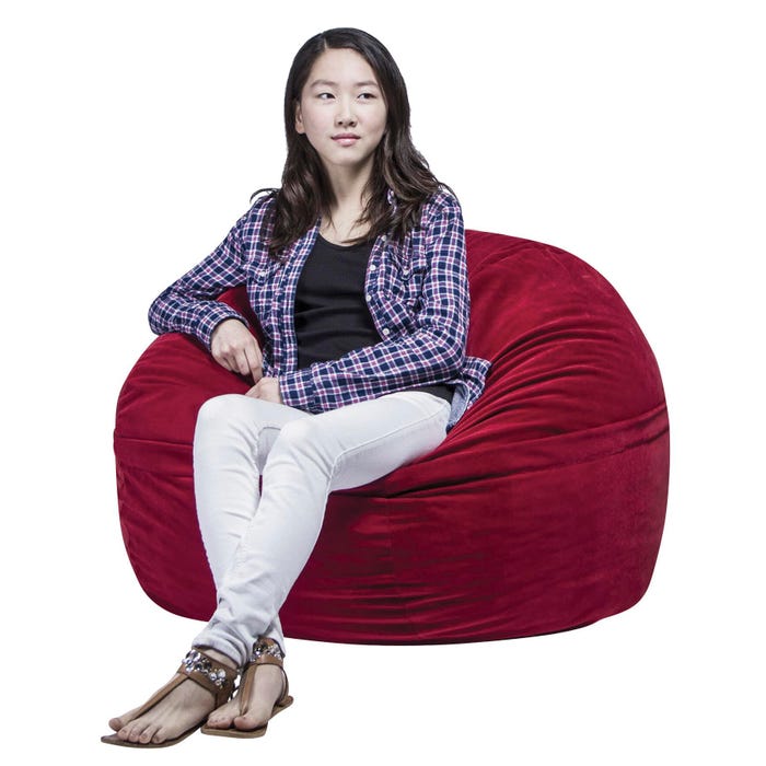 Abilitations Wipeable FluffChair, Small, 36 x 36 x 28 Inches, Red