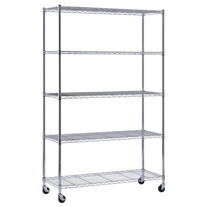 Sandusky Lee Mobile Wire Shelving, 48 W x 18 D x 72 H in, Chrome