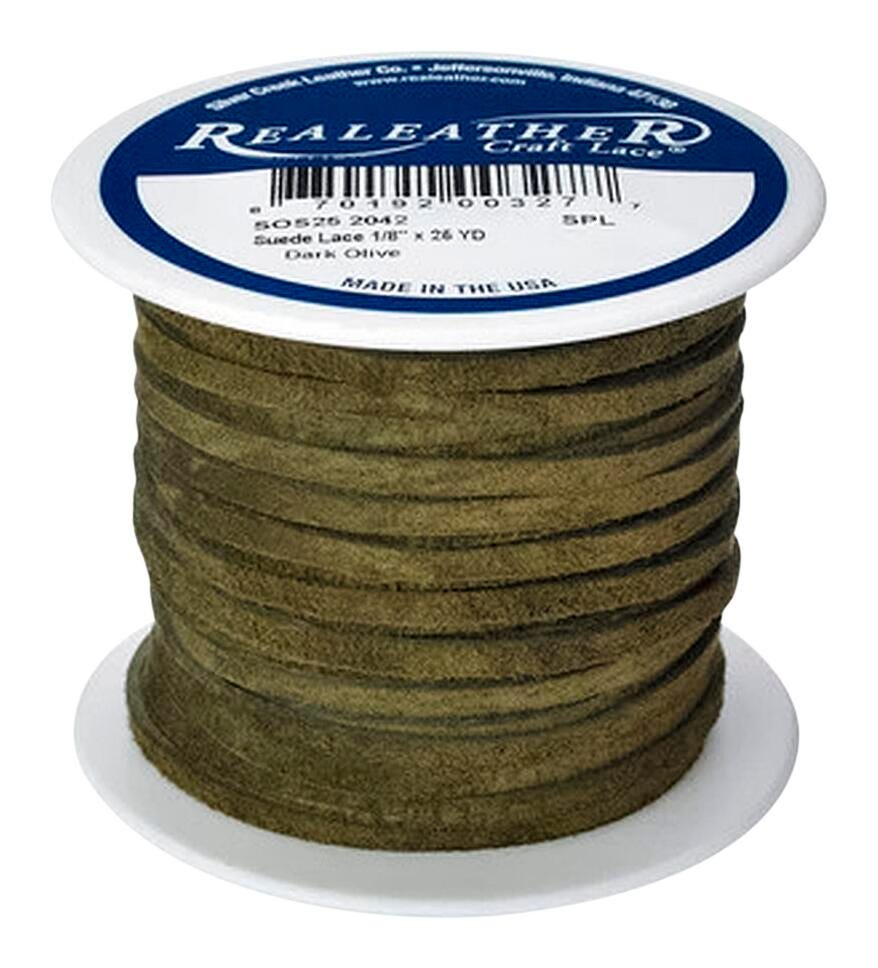 ReaLeather Leather Suede Lacing, 1/8 Inch x 25 Yards, Dark Olive 2148627