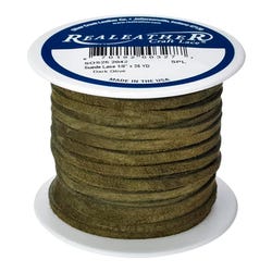 ReaLeather Leather Suede Lacing, 1/8 Inch x 25 Yards, Dark Olive 2148627