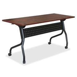 Lorell Cherry Flip Top Training Table, 23-3/5 x 60 x 29-1/2 in, Cherry/Black