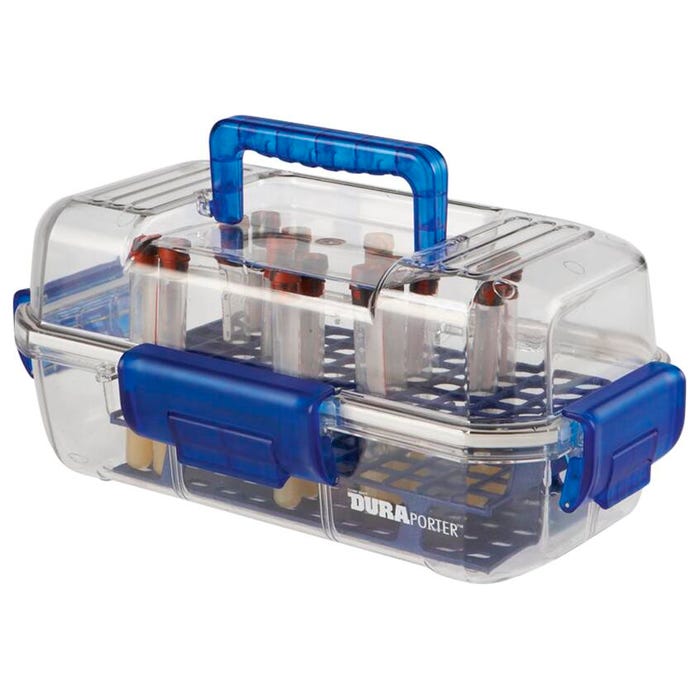 Heathrow Duraporter Sample or Specimen Transport Container, Clear/Blue