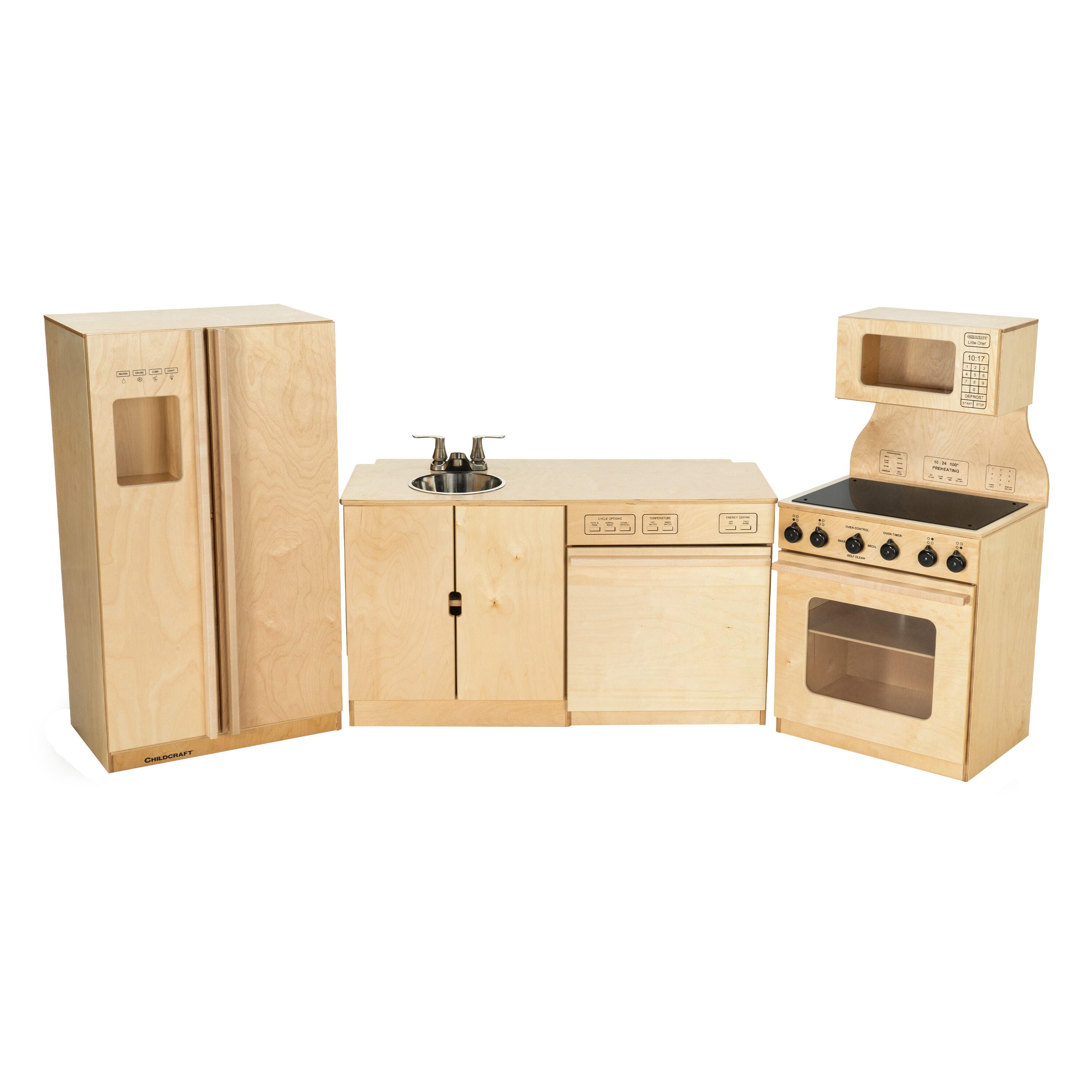 Childcraft Modern Kitchen Complete Set Play Kitchen, Wooden, 3 Pieces 1497601