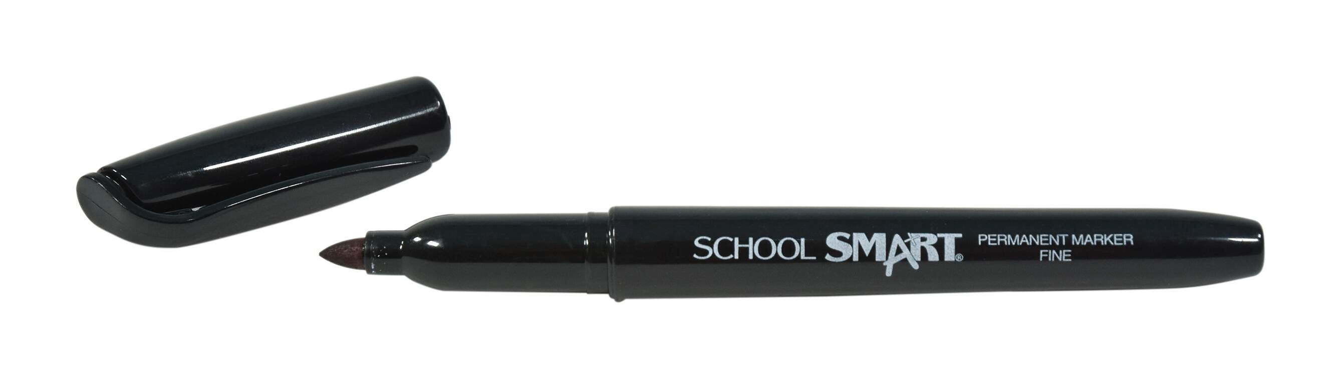 School Smart Fine Tip Permanent Markers, Quick-Drying and Water Resistant, 1 mm Tip, Black, Pack of 12 085026