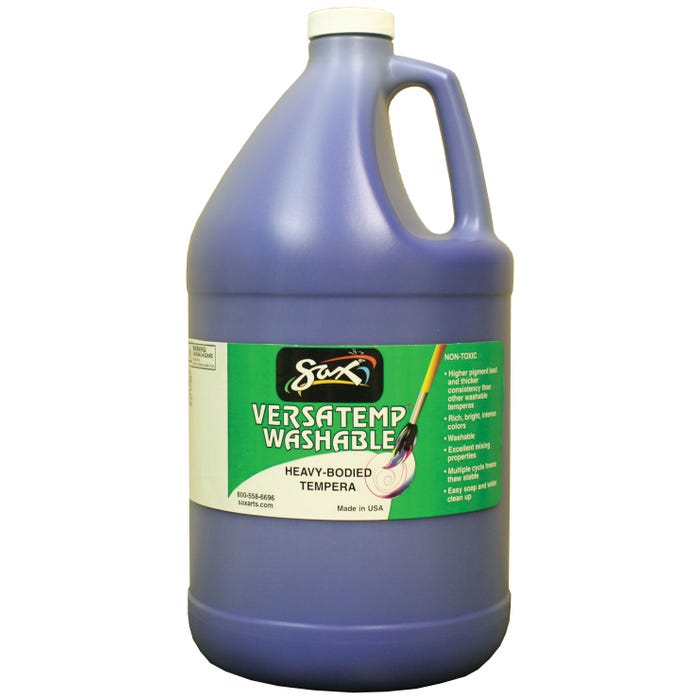 Sax Versatemp Washable Heavy-Bodied Tempera Paint, 1 Gallon, Primary Blue