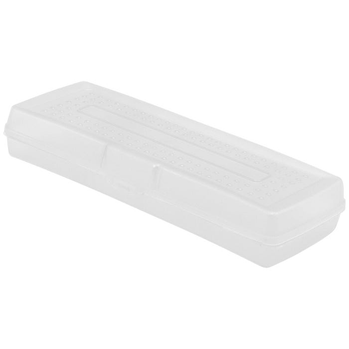 School Smart Mini Lightweight Plastic Pencil Boxes, Clear, Set of 12