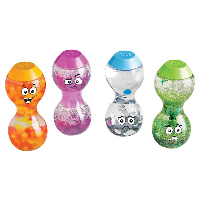 hand2mind Express Your Feelings Sensory Bottles, Excited, Nervous, Lonely, and Impatient, Set of 4