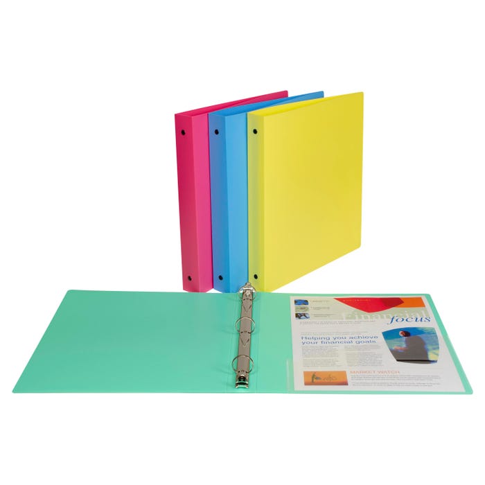 C-Line Flexible Poly Binder, 1 Inch, Round Ring, Assorted Colors