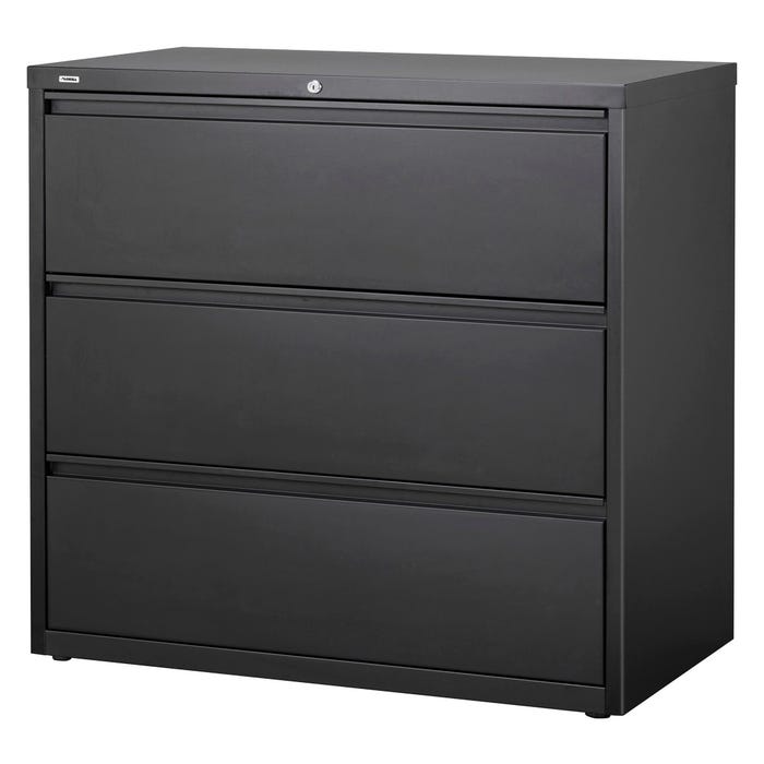 Lorell Fortress Steel Lateral Files, 3-Drawer,42 x 18-5/8 x 40-1/4 inches, Black