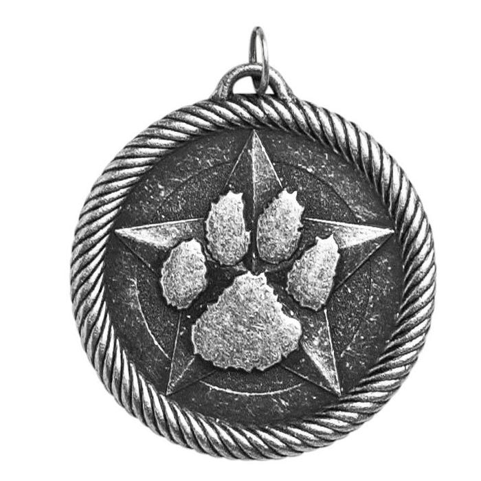 PDU CAT Multi-Level Dovetail/Paw Print Value Medal, 2 Inches, Solid Die Cast, Gold
