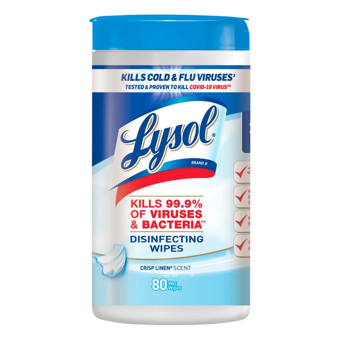 Lysol Disinfecting Wipes, Crisp Linen Scent, 80 Wipes